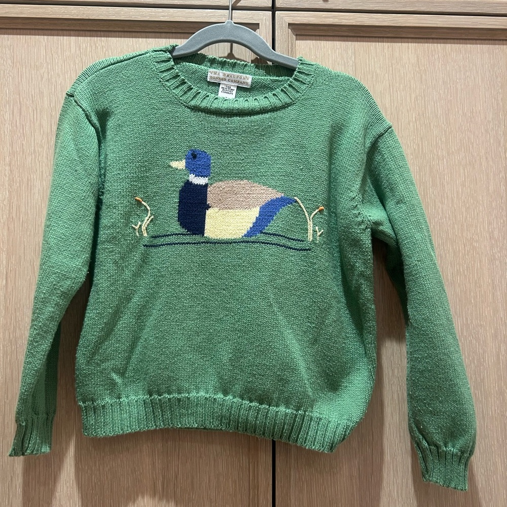 The Beaufort Bonnet Company Green Sweater with Duck Design